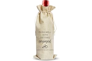 ARYDGELL Wedding Wine Bag, Engagement Gifts for Couples, Mr and Mrs Marriage Wedding Gifts, Cotton Linen Wine Gift Bag With Drawstring, Honeymoon Gifts - Getting Engaged