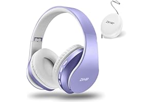 ZIHNIC Bluetooth Headphones Over-Ear, Foldable Wireless and Wired Stereo Headset Micro SD/TF, FM for Cell Phone,PC,Soft Earmuffs &Light Weight for Prolonged Wearing (Purple)