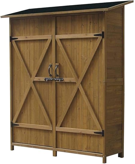 Habitat Et Jardin Armoire De Jardin Espacio 140 X 49 X 162 Cm Marron Amazon Fr Jardin
