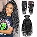 Brazilian Deep Wave Virgin Human Hair 3 Bundles with Lace Closure Unprocessed Deep Curly Human Hair Extensions Natural Black(22 24 26+20 Closure)