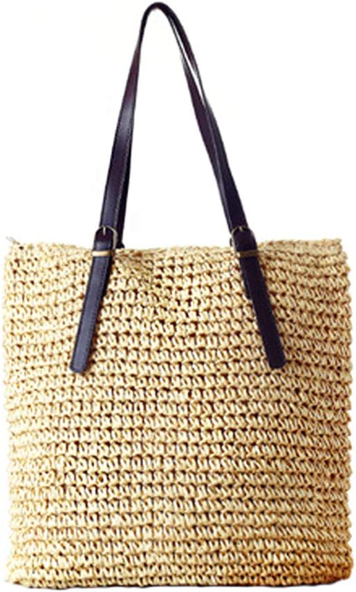 Women Shoulder Bag Straw Beach Bags Totes Hobos Handbag Vacation Weekender Top-Handle Bag