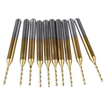 Generic G 10pcs 1/8" Titanium Coated Carbide 1.0mm Micro Drill Bits PCB CNC End Mill Tool T
