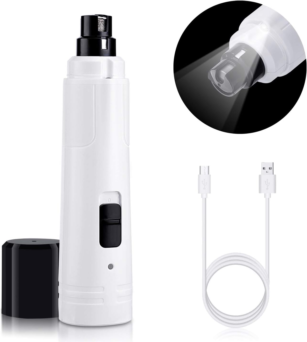 Dog Nail Grinder with LED Light, 2020 Upgraded Professional Pet Nail Grinder Low Noise 2 Speed Electric Rechargeable Painless Paws Grooming Trimming Smoothing for Small Medium Large Dogs & Cats