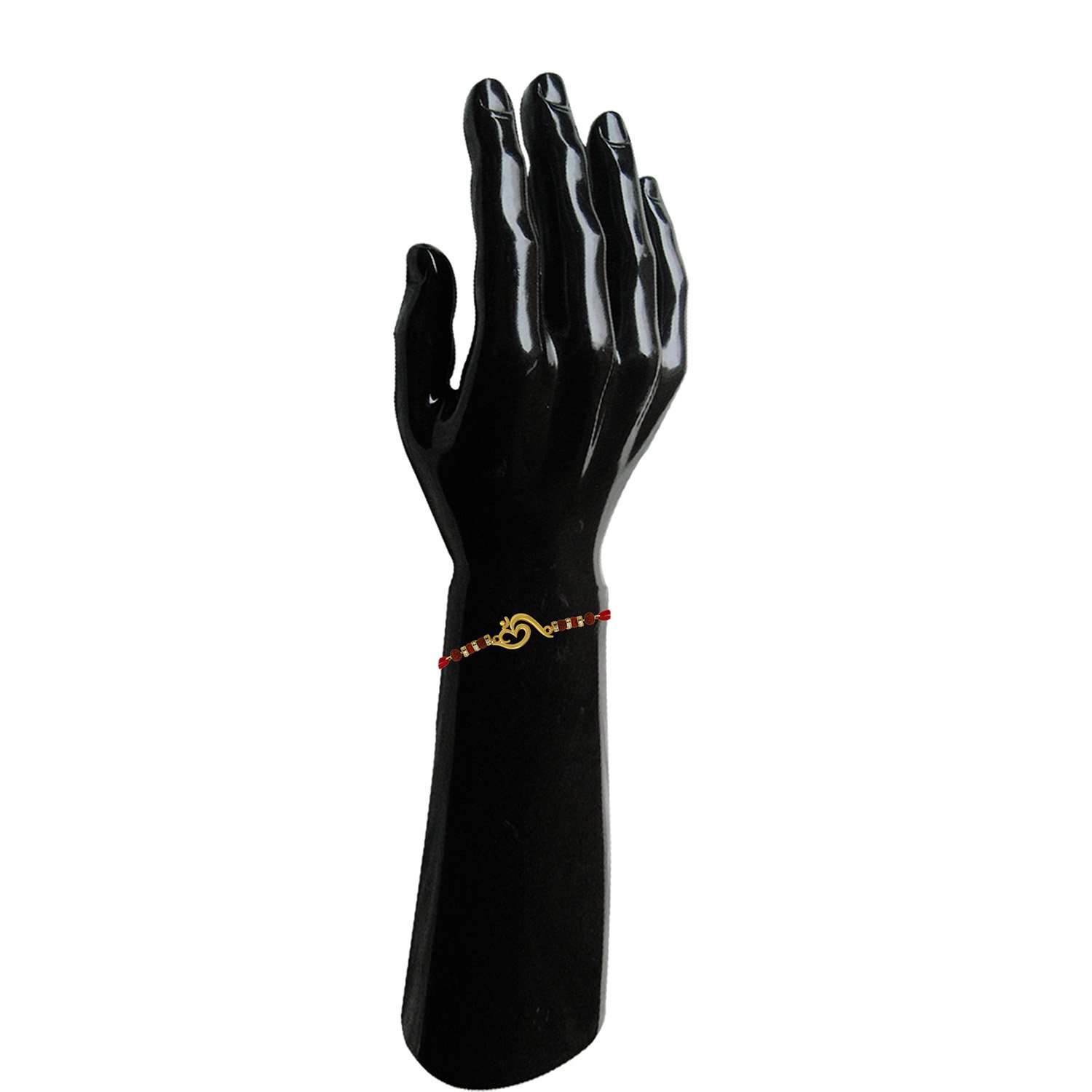 mahi gold plated om with rudraksha rakhi for rakshabandhan br1100546g