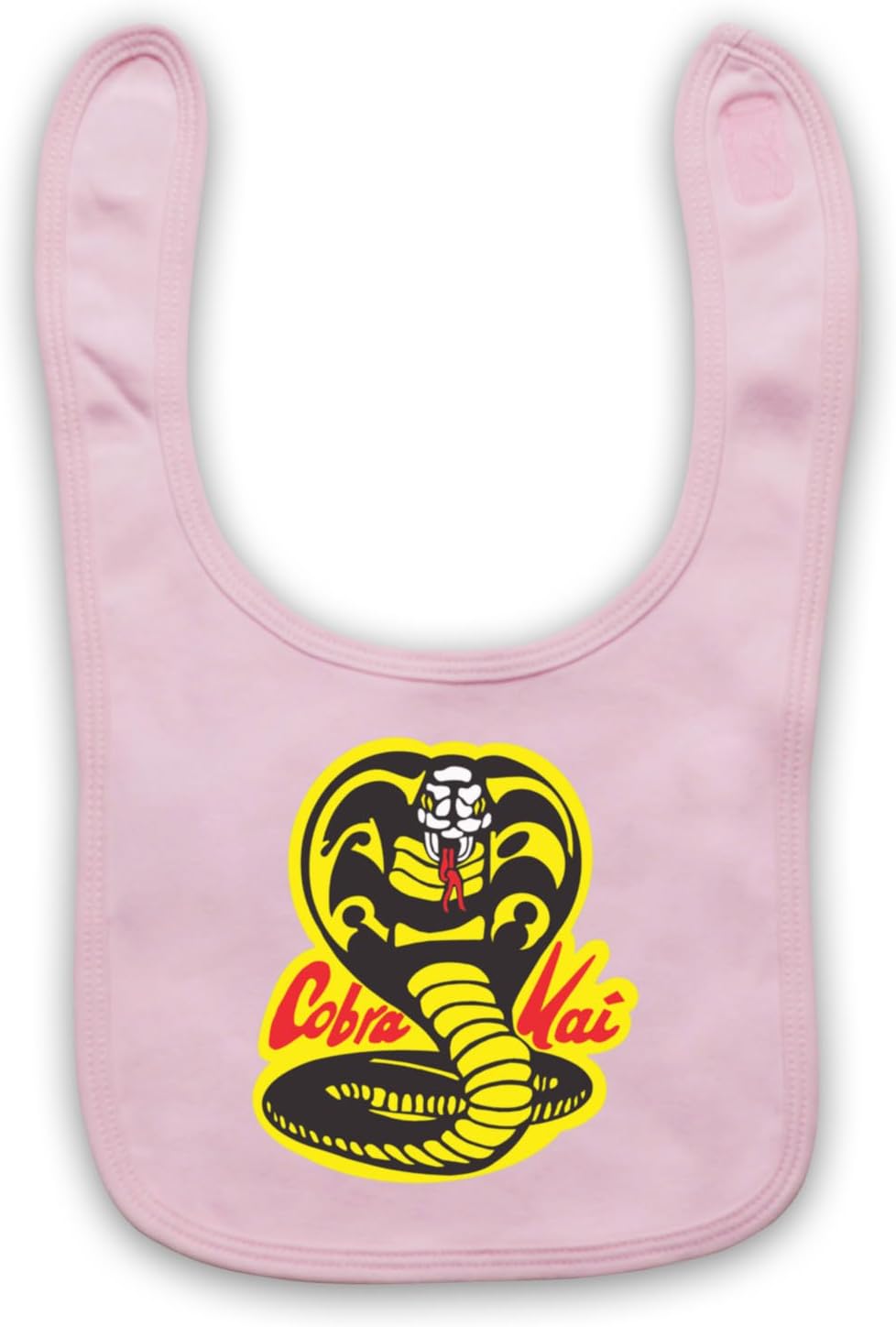Inspired Apparel Inspired by Karate Cobra Kai Dojo Logo Sports Film Unofficial Baby Bib, Light Pink