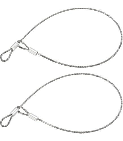 Peakworks 6 Ft Cable Anchor Sling – OSHA Compliant Fall Protection, PVC Coated Galvanized Cable, 1/4" Thick, 2 Eye Rings, Red