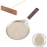CHEFMADE Mini Crepe Pan with Bamboo Spreader, 6-Inch Non-Stick Pancake Pan with Insulating Silicone Handle for Gas, Induction