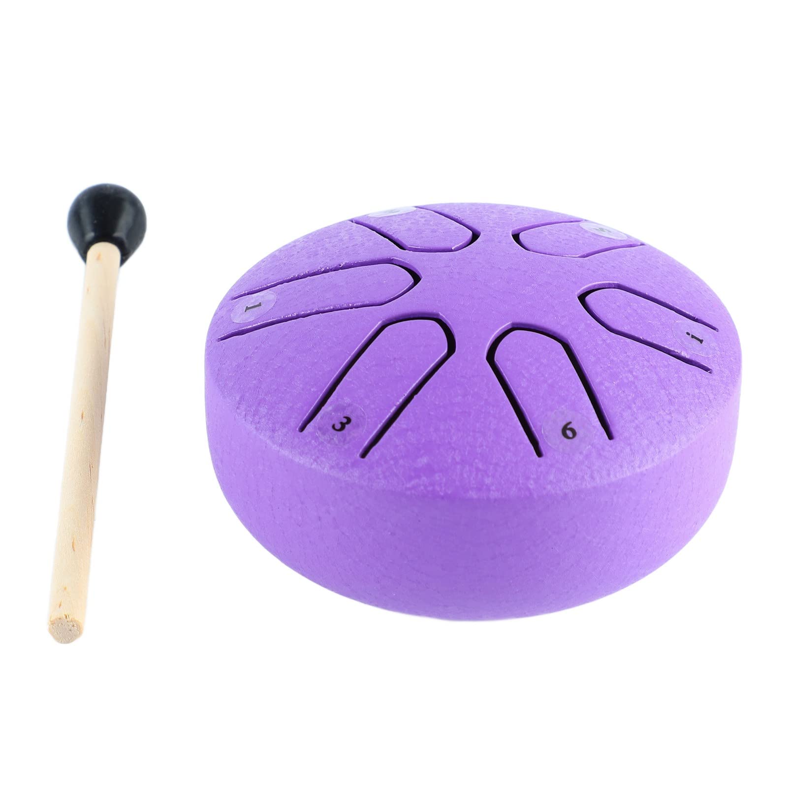 Tongue Drum, 6 Note Steel Worry Free Drum Handpan Drum Percussion Instrument with Drumstick for Meditation Yoga (Purple)