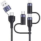 PD 60W USB C Multi Fast Charging Cable Nylon Braided Cord 5-in-1 3A USB/C to Type C/Micro/Phone Fast Sync Charger Adapter Com