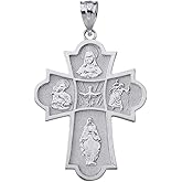 Claddagh Gold 925 Sterling Silver Four Way Medal Trinity Edge Cross Pendant