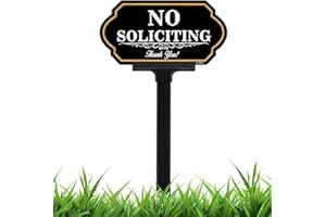 DXSIGN No Soliciting Sign for House with Stake - 50-mil Thick Aluminum - 5x10 Inch/37 Inch High - Adjustable Height - Outdoor Yard Sign for Home and Front Door (A1513)