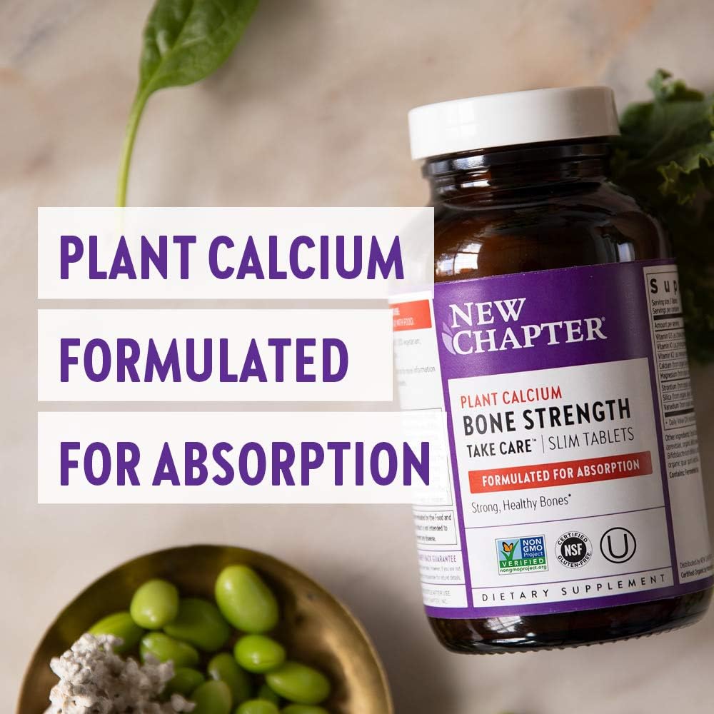New Chapter Calcium Supplement – Bone Strength Whole Food Calcium with Vitamin K2 + D3 + Magnesium, Vegetarian, Gluten Free 180 count (2 month supply): Health & Personal Care