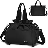 W WINTMING Drawstring Lunch Bag for Women Insulated Lunch Bag for Work Reusable Large Cinch Closure Picnic Cooler Tote Bags (Black)