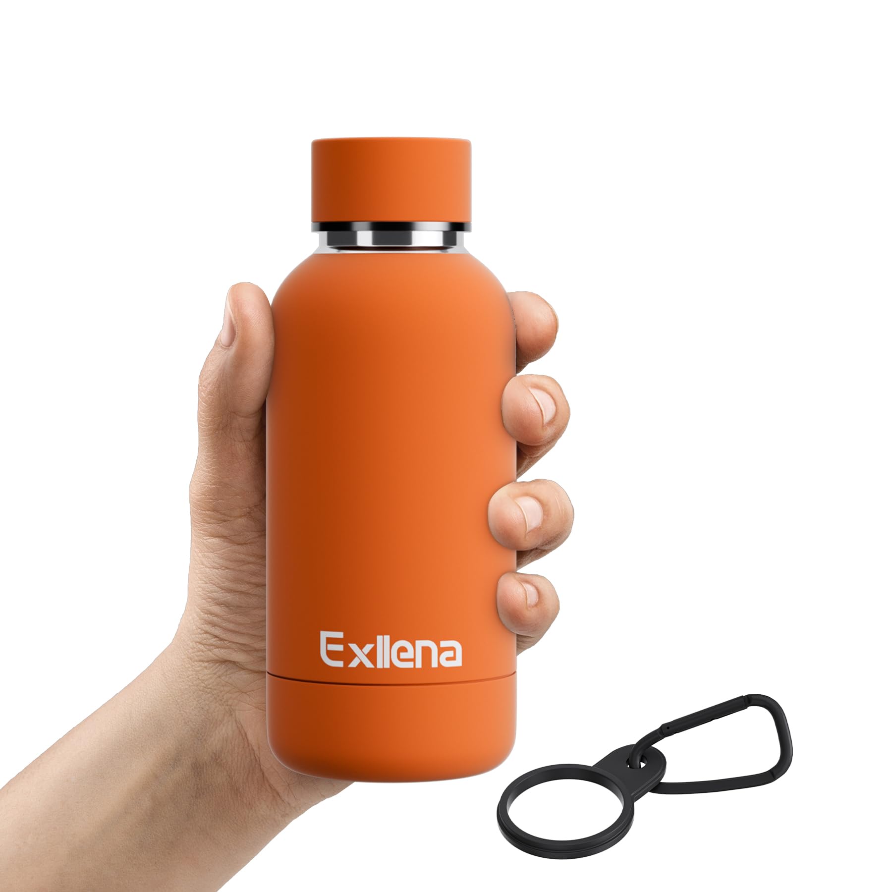 Exllena Insulated Water Bottle 350ml with Clip, Keeps Drinks Cold 24 Hrs/Hot 12 Hrs, BPA Free (Orange) — image 1
