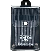 Copic Multiliner Waterproof Pigment Ink Pens Set A2, Pack of 7, Black Ink (MLA2)