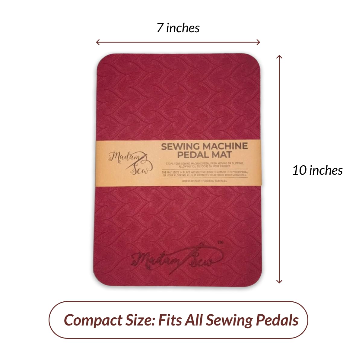 Madam Sew Sewing Machine Pedal Mat | No Slip Rubber Keeps Pedal in Place | Sewing Accessory | 7” x 10”