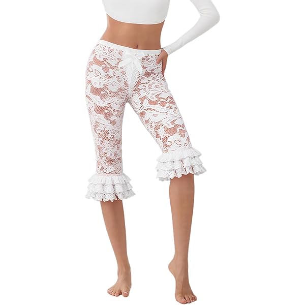 Leggings Capri Mujer Cintura Alta - Verano, Playa, Yoga, Tejido Elástico Transpirable, Detalle De Encaje Con Ojales, Varios Colores