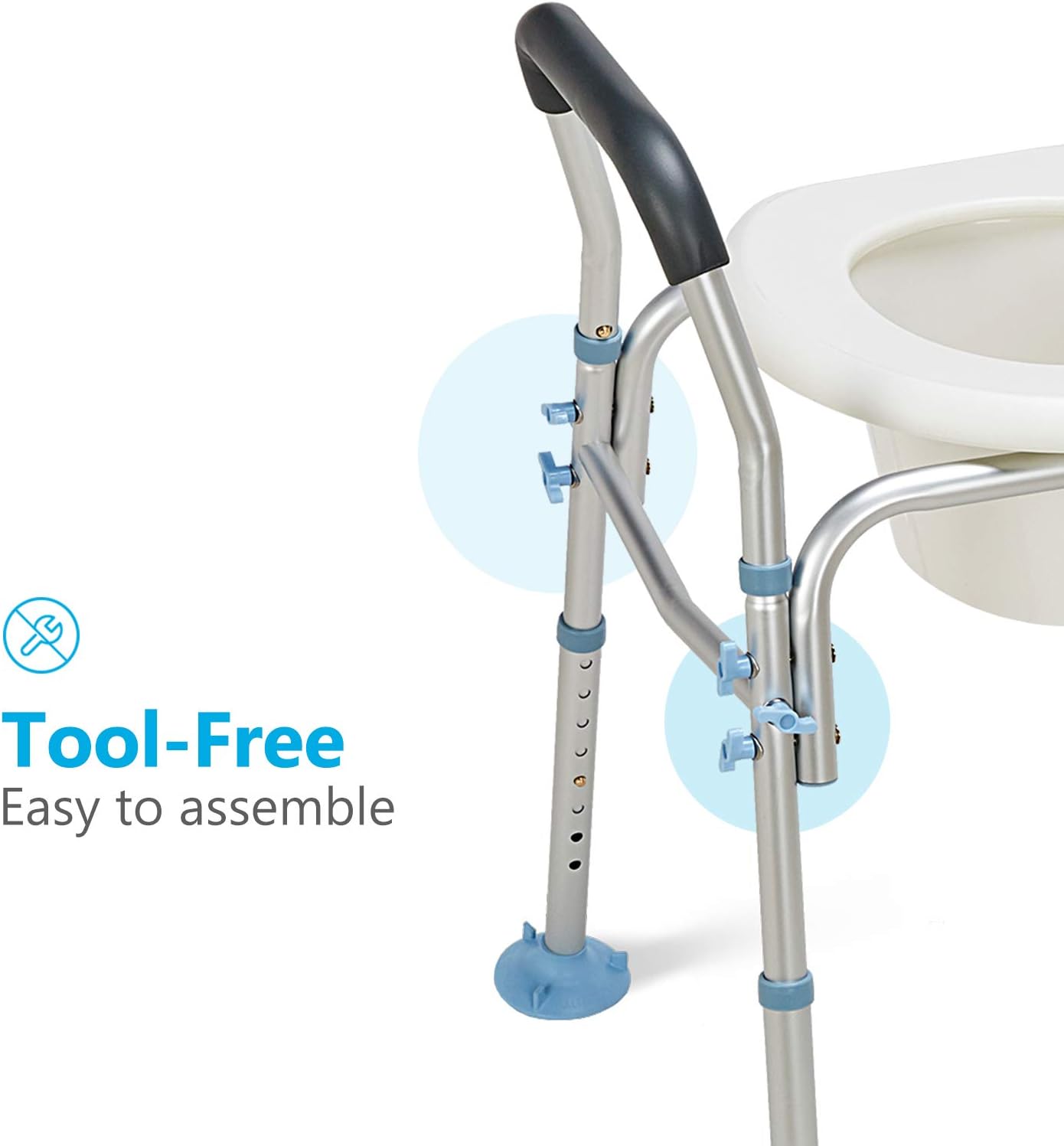 OasisSpace Stand Alone Raised Toilet Seat 300lbs - Heavy Duty Medical Raised Homecare Commode and Safety Frame, Height Adjustable Legs, Bathroom Assist Frame for Elderly, Handicap, Disabled: Health & Personal Care