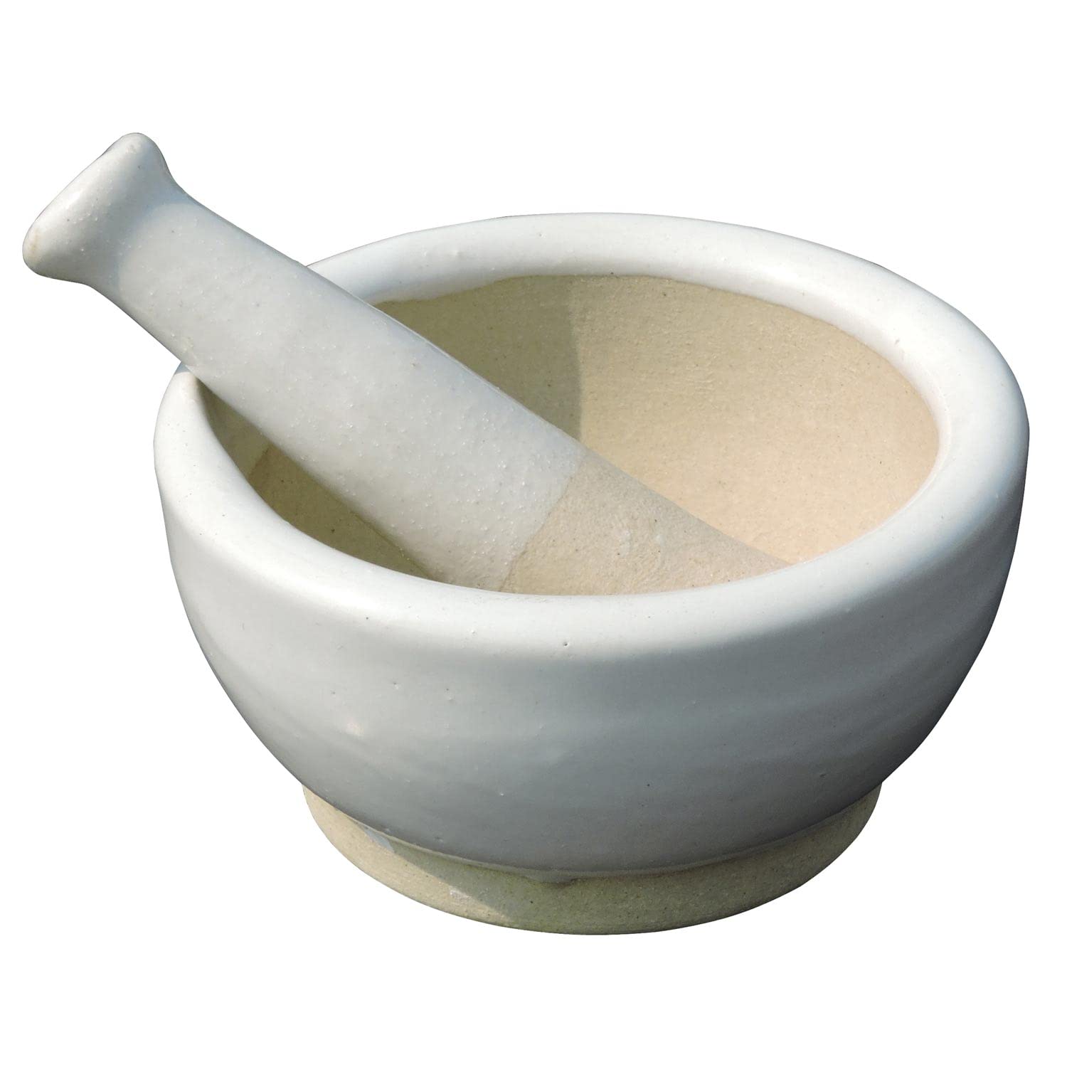 Porcelain Mortar and Pestle - Pill Crusher, Spice Grinder, Herb Bowl, Pesto Powder – With Anti - Slip Base and Grip
