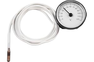 SundiooK Dial Thermometer Thermometer With 1.4m Capillary Tube -40~+40℃/10-120℃ No Batteries Required Large Dial Display