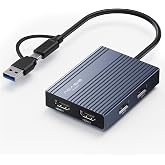ACASIS USB C to Dual HDMI DisplayLink Adapter for Mac M1/M2/M3/M4 &amp;PD100W | USB C DisplayLink Docking Station with 2*HDMI,3*USB-A Displaylink Adapter for Data Analysis / Multitasking Driver Required