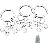 Vadaka Best Friend Keychain Set No Matter Where What When Puzzle Keychain Set of 3 Long Distance Relationship Gift Friendship Gifts for Couple Sister Teens Birthday Christmas Gift