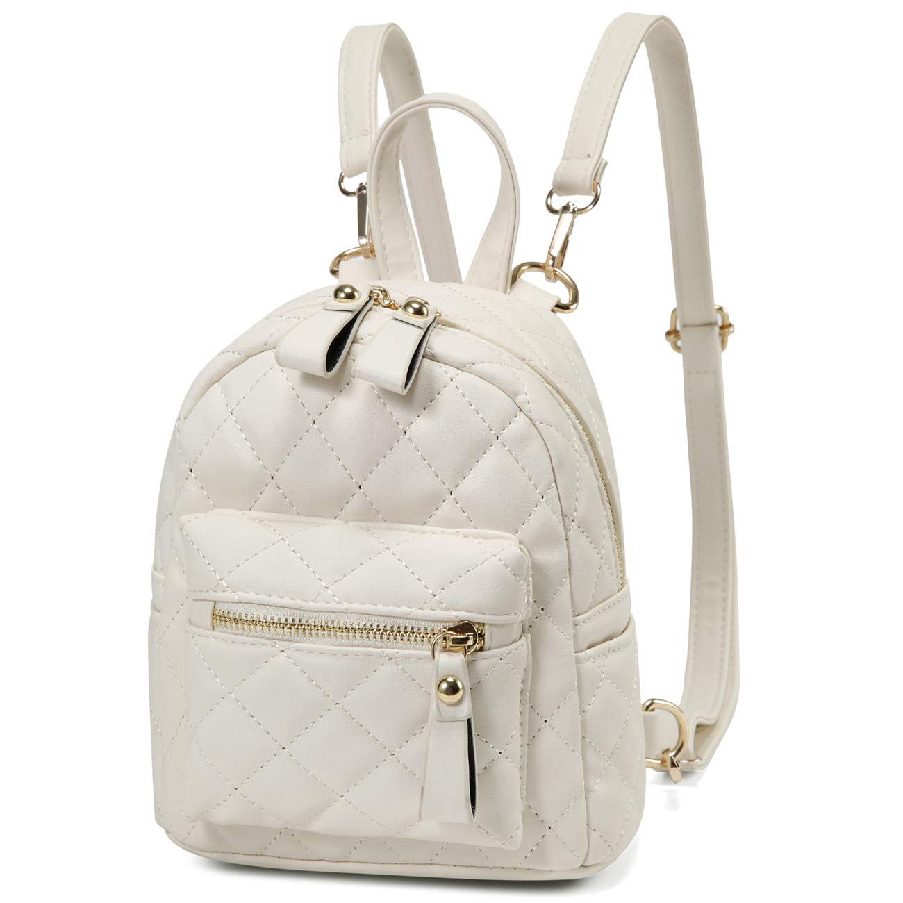 Kasgo Mini Backpack Purse for Women, Cute Small Quilted Teen Girls Purse 3 Ways to Carry Ladies Fashion Daypack with Detachable Straps Beige