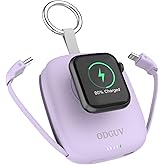 Small Portable Charger 5000mAh,iWatch Wireless Charger Mini Power Bank with Built-in Cable,Travel Keychain Charger for Apple Watch 11/10/9/8/Ultra/7/6/Se/5/4,iPhone 17/16/15/14/13/12,Android Phone
