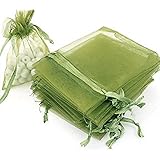 Time to Sparkle TtS pack of 25 Pouches Organza Gift Bags Oragnza Wedding Party Favour Jewellery- 25x35CM-25pcs-Army Green