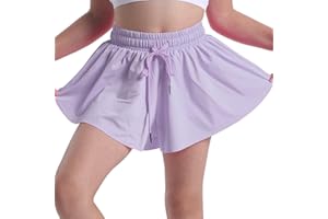 SKYANT Flowy Butterfly Shorts for Girls 2-in-1 Athletic Running Skirt Shorts Cheer Tennis Dance Preppy with Spandex Liner