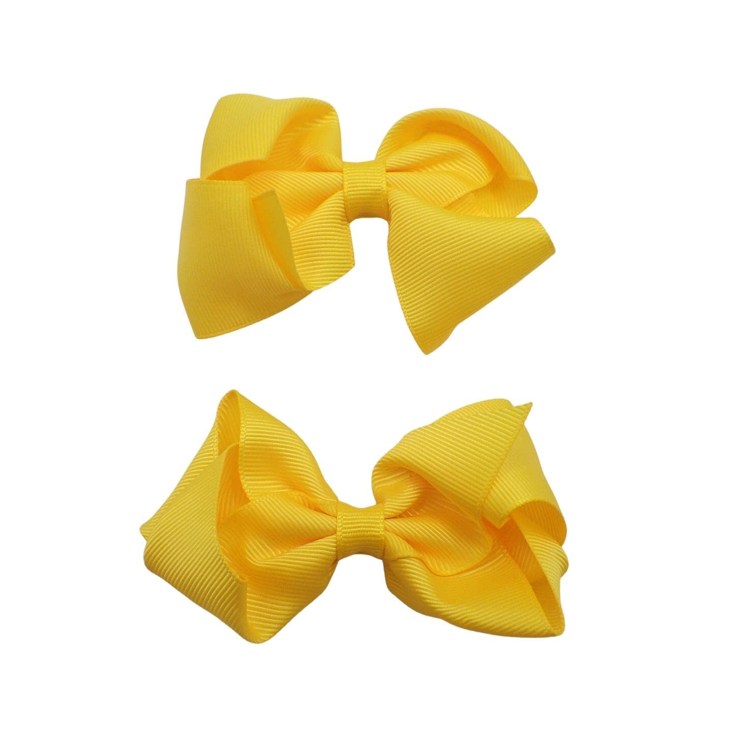 Topkids Accessories 2x Ribbon Hair Bows Hair Clip Hair Bows for Girls Hair Clips Women Girls Hair Clips Girls Hair Accessories Baby Hair Clips Crocodile Clips Hair Bows (7.5cm Yellow)