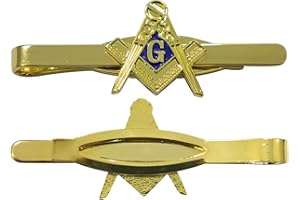 Masonic Tie Bar Square & Compass with a blue enamel letter G, Gold Plated – Freemason Tie Clips and Bars