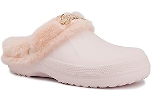 Juicy Couture Women's Mule Clogs with Luxurious Fur/Stylish Jewel Embellishments, Sizes 6-10