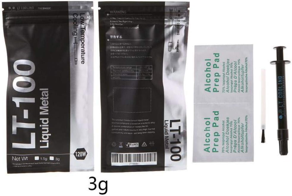LT-100 Liquid Metal Thermal Conductive Paste Grease for CPU GPU Cooling Liquid Ultra 128W/mK 1.5g 3g Compound Grease for Cooling 3g