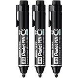 ぺんてる 油性ペン ノック式ハンディ AMZ-NXN50A3 丸芯・中字 黒 3本