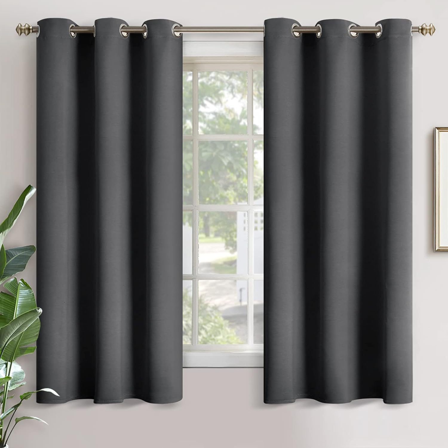 Window Treatments - YoungsTex Blackout Curtains for Bedroom - Thermal Insulated Room Darkening Curtains Grommet Window Drapes for Living Room, 2 Panels, 42 x 63 Inch, Dark Grey