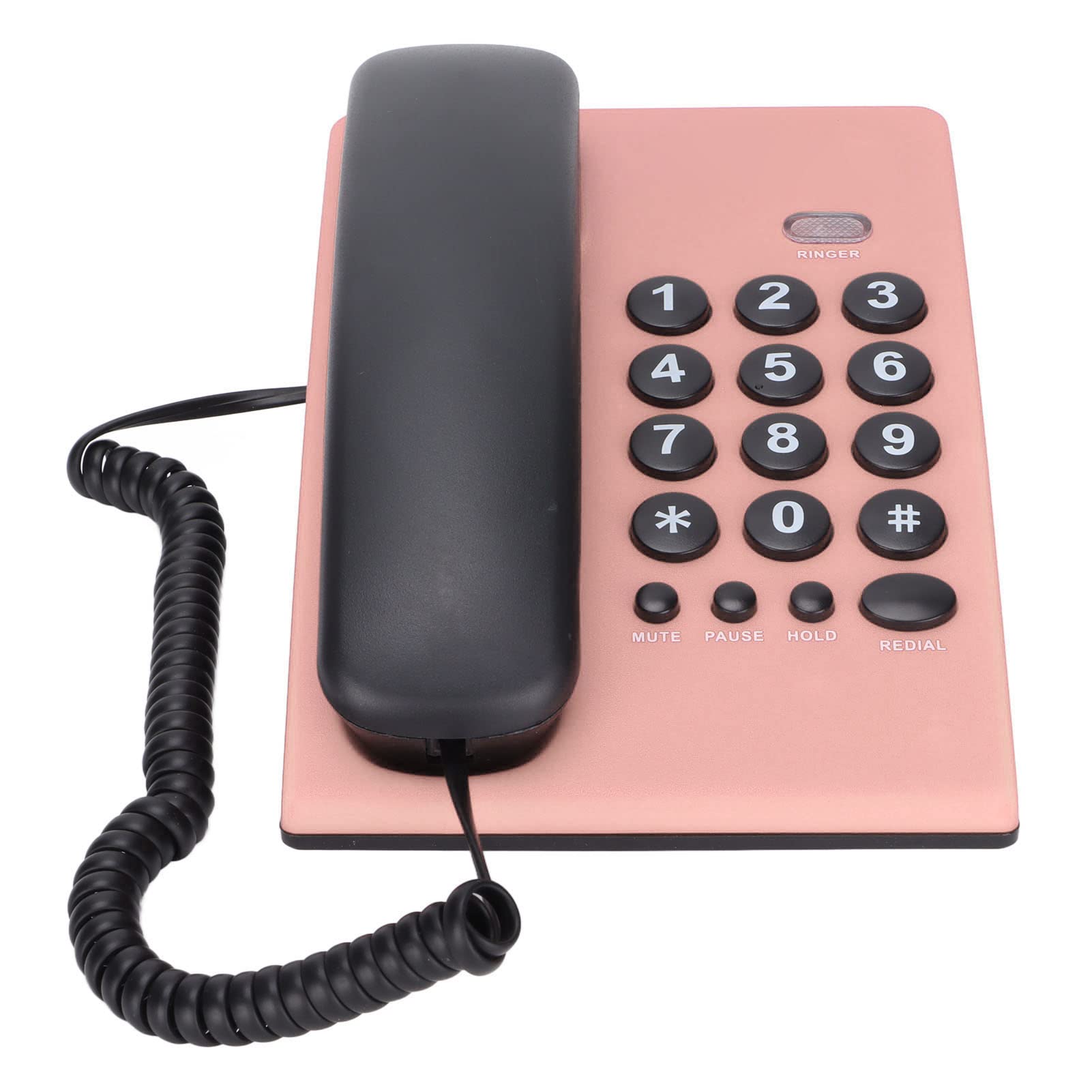 Wired Landline Phone, with Last Number Re Play, Handfree, Pause, Mute Function Corded Fixed Landline, for Home Hotel Office(pink)