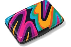 Rimilak Aluminuml Credit Card Holder, Mini Credit Card Wallet RFID Blocking Slim Metal Hard Case for Women Men, Flowing Color