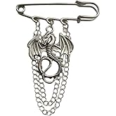 Dragon Charm Pendant Brooch, Layered Chain Charm Pin, Gothic Jewelry Accessories, Dragon Lover Decoration for Men Women