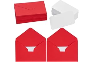 jiebor 100 Sets Small Red Envelopes with Small Blank Gift Business Card Wedding Invitation Pocket Envelopes for Graduations Wedding Shower Holiday Valentines Day 4.37 x 2.91 Inch