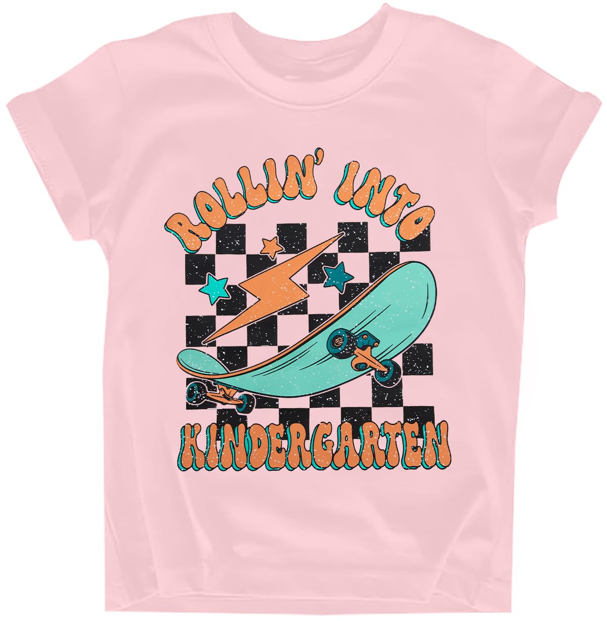 Photo 1 of 2 PACK*********** Rollin Into Kindergarten Shirt Boys Girls First Day of Kindergarten T Shirts Little Kids Tee Top Pink