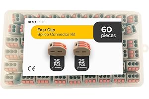 DEMASLED 60 Pcs with 2 and 3 Lever Terminals for Quick Electrical Splicing, Fast Clip Splice Connector Kit, Compact Wiring Terminals for Stranded and Solid Wires