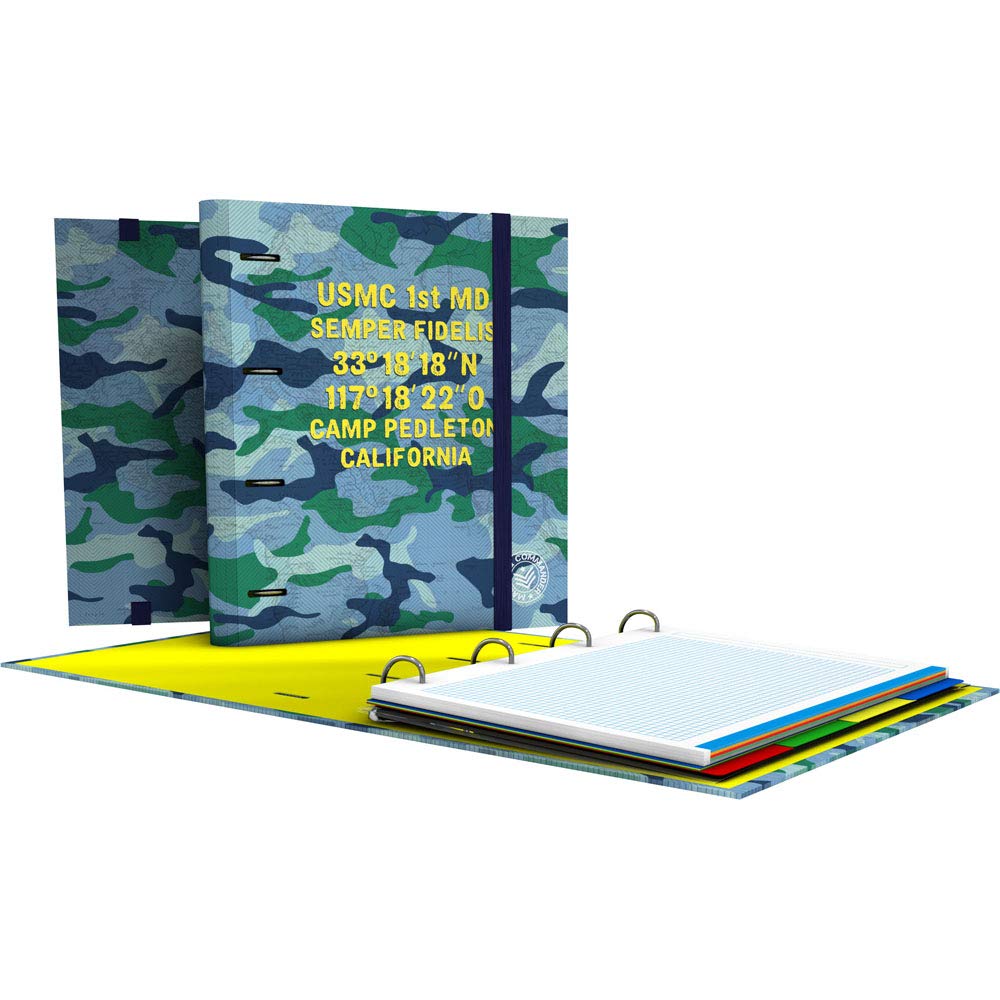 Grafoplás Master & Commander Collection 88102604 4 Ring Binder Stamped A4 Model Blue Contains 4 Extra Thick Tabs 100 Sheets Squared 90 g with Transparent Envelope