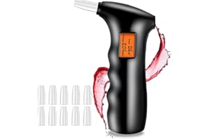 PPDAMN Portable Breathalyzer,Personal Alcohol Breathalyzer Tester with LCD Digital Display,Professional-Grade Alcohol Tester with 10 Reusable Mouthpieces