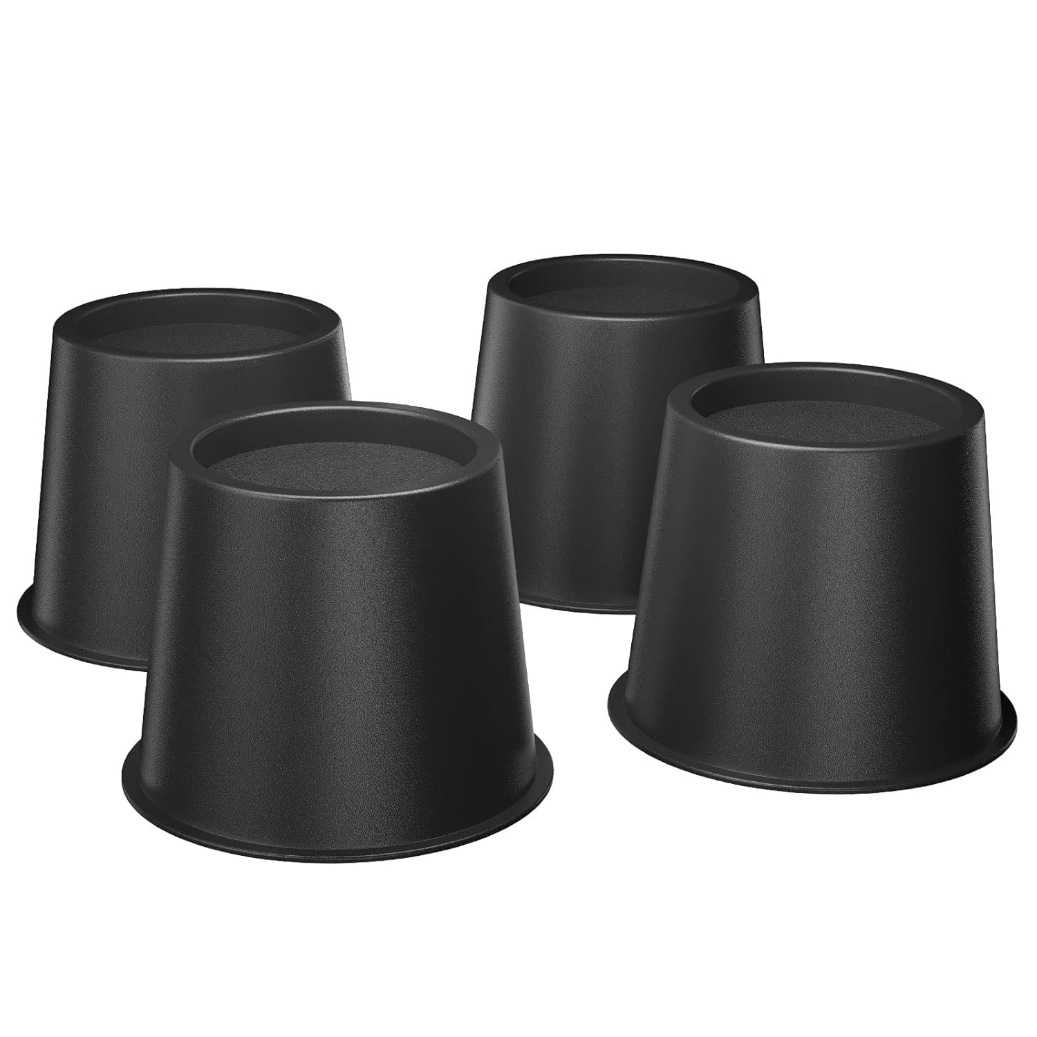 Photo 1 of MCXYEM Bed Riser/Furniture Lift Bed/Bed risers/Furniture Lifter/Table risers/Frame Risers Create Under Bed Storage Heavy Duty for Furniture Height Adjustment Round Black (4 Pack, 4 Inch)