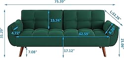 ERYE Upholstered Futon Daybed Loveseat Sofa