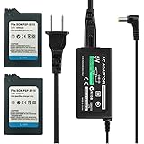 TFSeven 2Pcs PSP-S110 1200mah Rechargeable Lithium Ion Replacement Sony PSP Slim Battery + AC Adapter 5V 2A Wall Travel Power