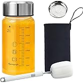 Glass Juice Bottles 12 oz - Wide Mouth Glass Water Bottles with Lids and Sleeve- for Juicing, Smoothies, Milk, Protein, Reusable, Stainless Steel Lids, Leak Proof, Shaker bottle (12oz/400ml)