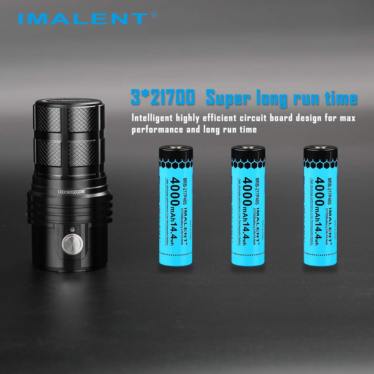 IMALENT MS06 LED Flashlight 25000 Lumens Rechargeable Torch CREE XHP70 2nd LEDs, High Lumen Tactical Flashlight Super Bright Handlight, Powered by 3 x 21700 4000mAh Li-ion Batteries (MS06) - - 