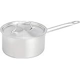 AmazonCommercial - SAS1908040 4 Qt. Stainless Steel Aluminum-Clad Straight Sided Sauce Pan with Cover